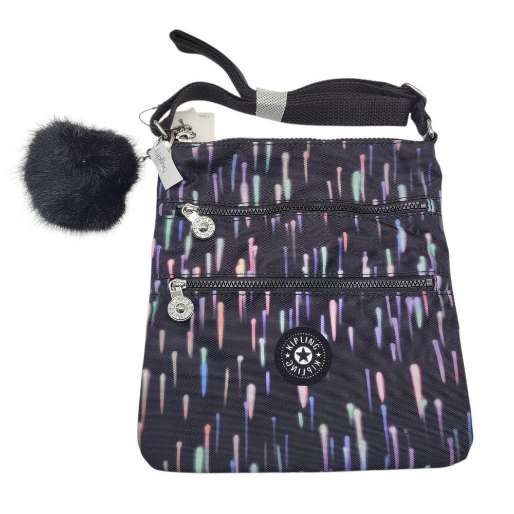 Kipling Machida Crossbody Shoulder Bag – Black Lightweight Nylon 10.75"x7.5"‎